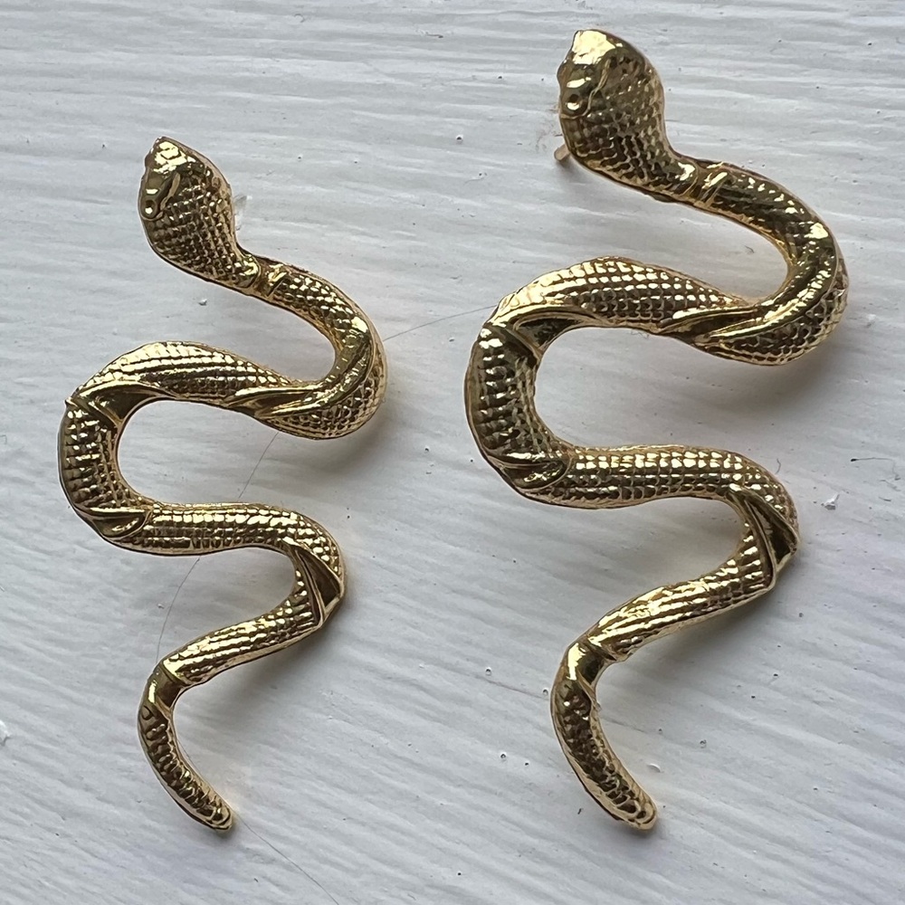 Gold Snake Shaped Earrings
